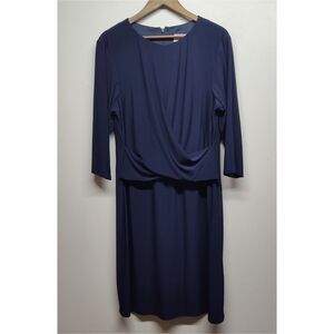 Eliza J. Midi Dress Women Size 18W Navy Blue 3/4 Sleeve Stretch Formal Party